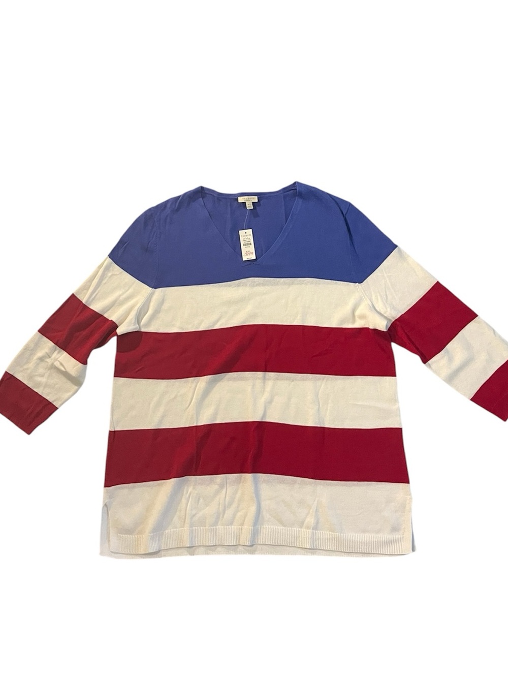 NWT Talbots | Americana Flag V-Neck Knit Pullover Sweater PXL